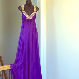GLAM GURLS sz 00 purple gold silk dress